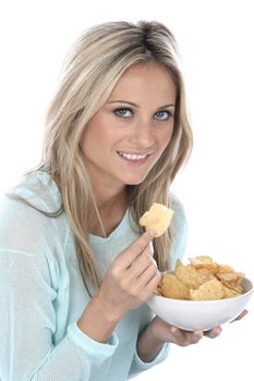 Woman Eating Potato Crisps