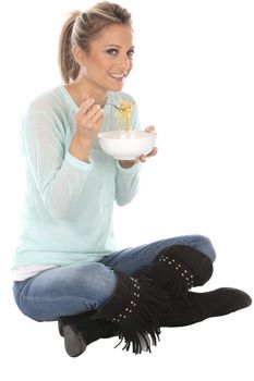 Woman Eating Pot Noodles