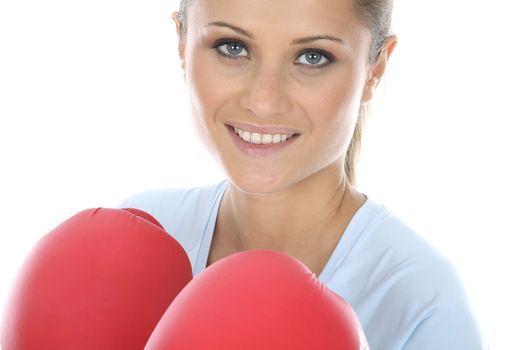 Woman Wearing Boxing Gloves