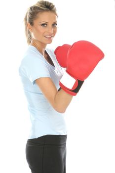 Woman Wearing Boxing Gloves