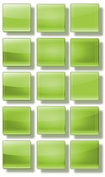 Set of web buttons made ������of glass, shiny, colorful, square, rectangle, circle,