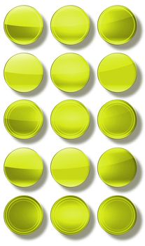 Set of web buttons made ������of glass, shiny, colorful, square, rectangle, circle,