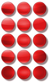 Set of web buttons made ������of glass, shiny, colorful, square, rectangle, circle,