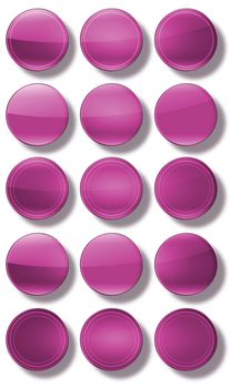 Set of web buttons made ������of glass, shiny, colorful, square, rectangle, circle,