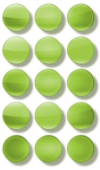 Set of web buttons made ������of glass, shiny, colorful, square, rectangle, circle,