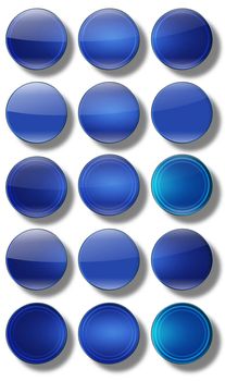 Set of web buttons made ������of glass, shiny, colorful, square, rectangle, circle,