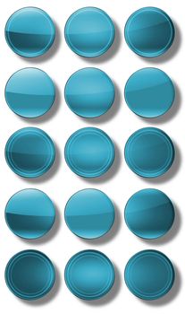 Set of web buttons made ������of glass, shiny, colorful, square, rectangle, circle,