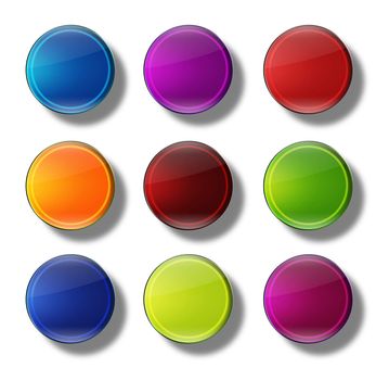 Set of web buttons made ������of glass, shiny, colorful, round