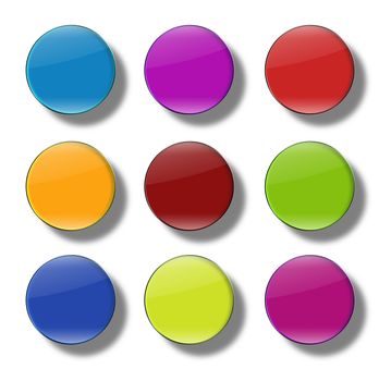 Set of web buttons made ������of glass, shiny, colorful, round