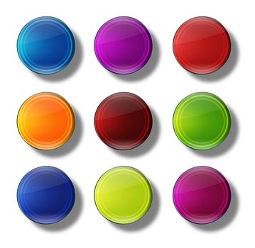 Set of web buttons made ������of glass, shiny, colorful, round