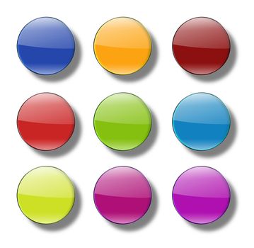 Set of web buttons made ������of glass, shiny, colorful, round