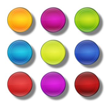 Set of web buttons made ������of glass, shiny, colorful, round