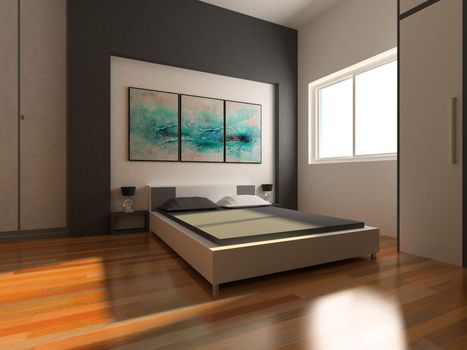 3D interior design of a bedroom
