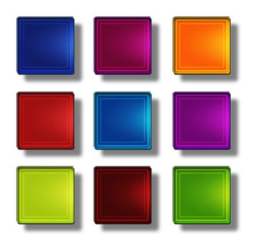 Set of web buttons made ������of glass, shiny, colorful, squares