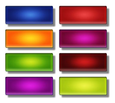 Button, set of glass, glossy, colored, web buttons, rectangle large