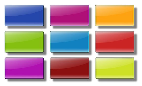 Set of glass, glossy, colored, web buttons