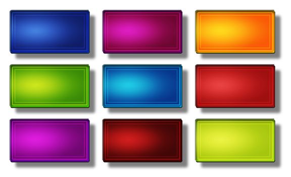 Set of glass, glossy, colored, web buttons