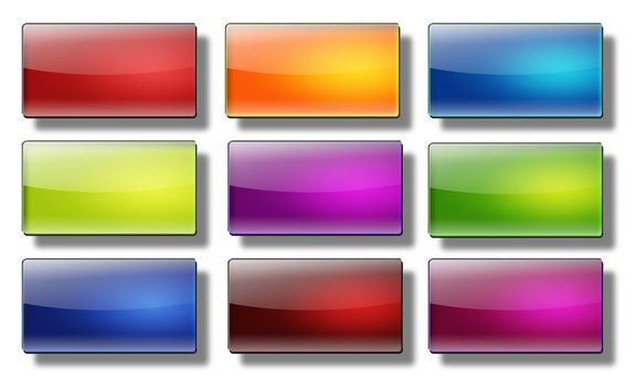 set of glass, glossy, colored, web buttons