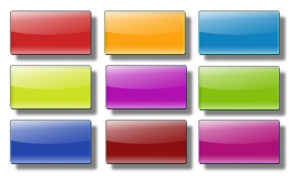 set of glass, glossy, colored, web buttons