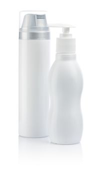 two white cosmetical bottles