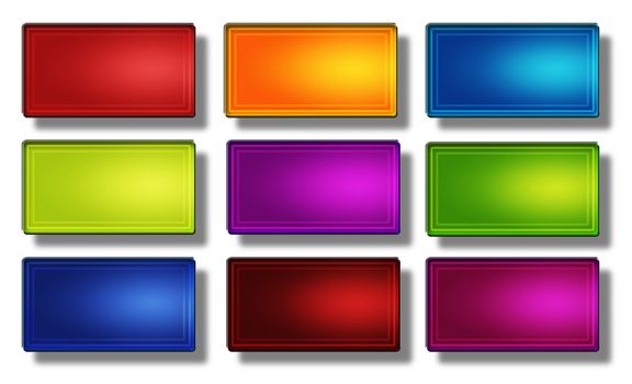 set of glass, glossy, colored, web buttons