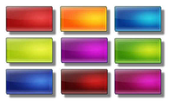 set of glass, glossy, colored, web buttons