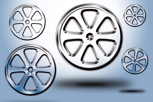 set of modern wheel in different sizes and shapes