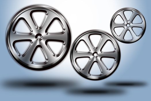 set of modern wheel in different sizes and shapes