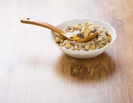 bowl with muesli an spoon