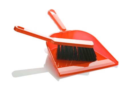 brush on dustpan isolated