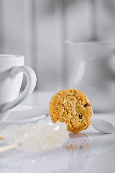 coffee items on white table close up