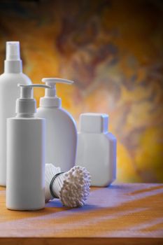 composition of white skincare items