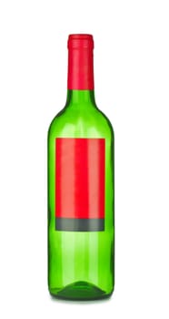 green emprty bottle for wine with label