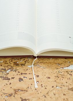 notebook on cork wood