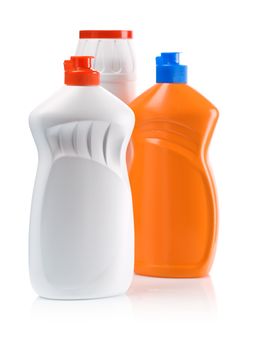 orange and white kitchen bottles