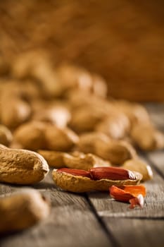 peanuts on the wooden table