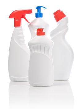 ser of white bottles isolated