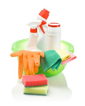 set for cleaning in basin