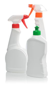 three spray bottle isolated