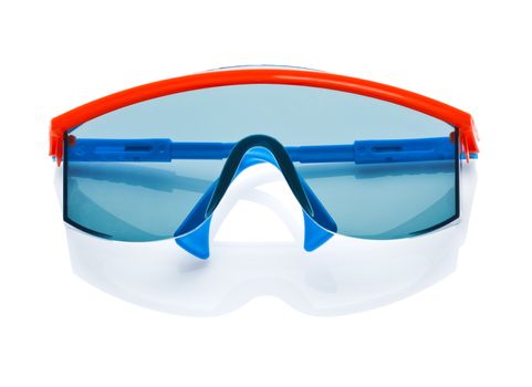 blue safety glases isolated