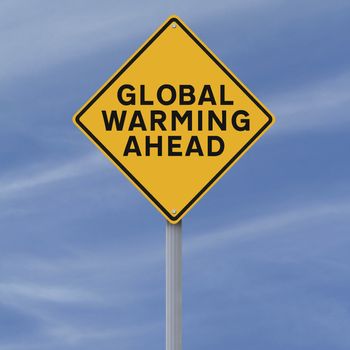 A modified warning sign on Global Warming