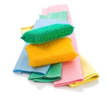 two sponges on rags