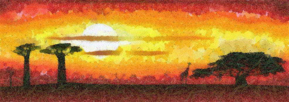 Abstract illustration of the Africa sunset