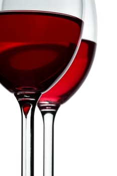 two wineglass with red wine