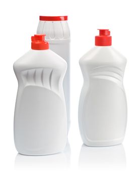 whit three bottles for clean