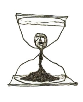 Sandglass - surreal drawing - pencil on paper - altered