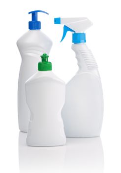 white cleaning bottles