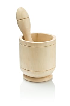 wooden pestle in mortar