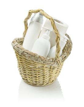 basket with white objects