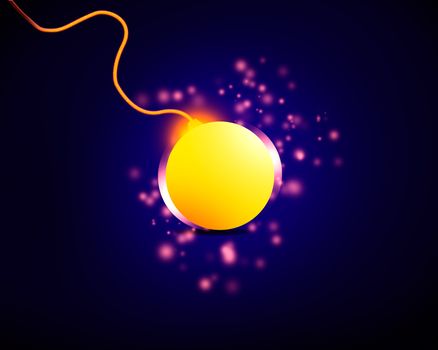 Yellow button on blue background